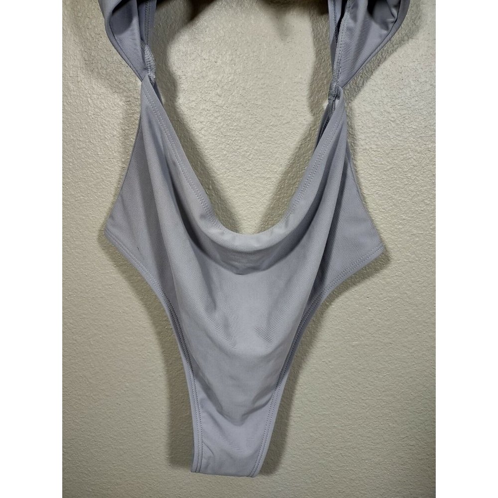 Monokini Swimsuit Light Gray Knot Front Solid One Piece Womens Size Small - Picture 7 of 10